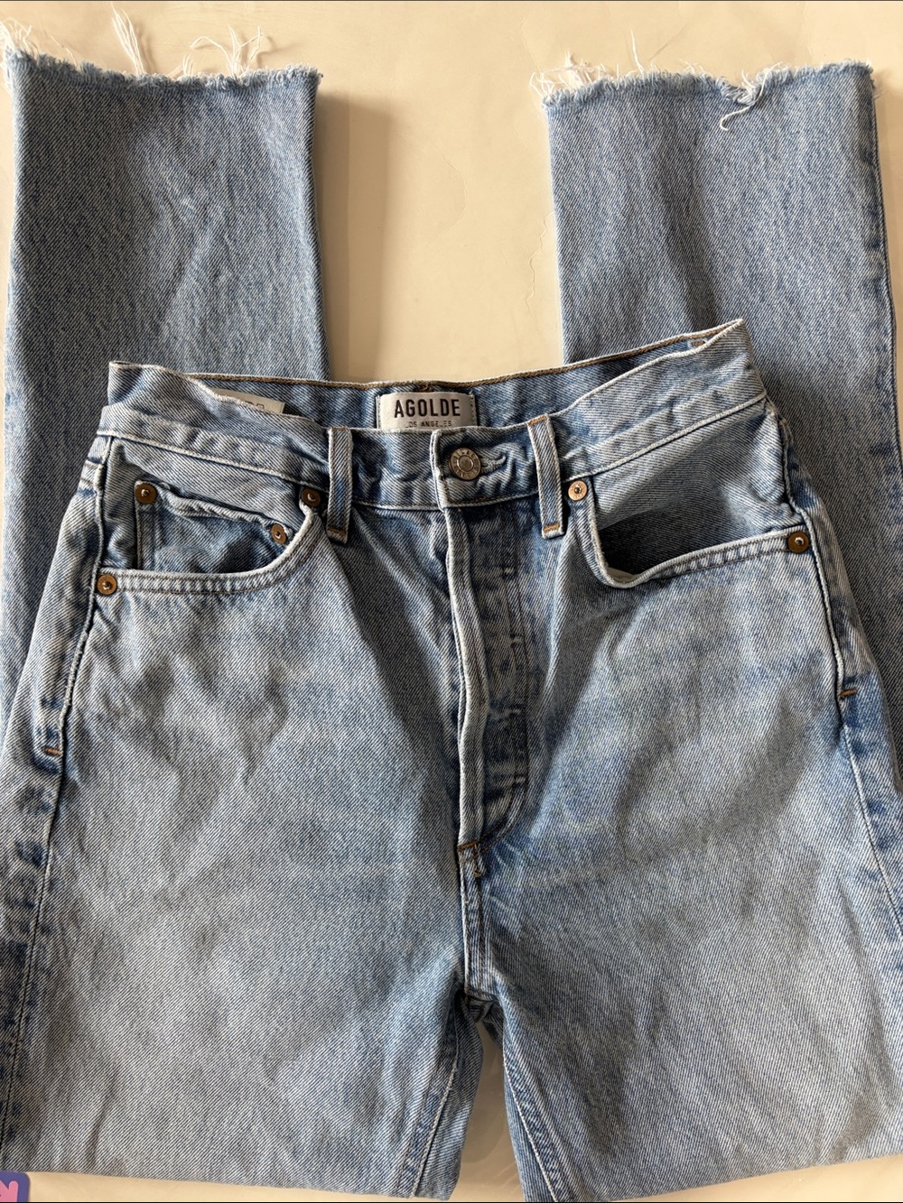 AGOLDE Riley High Rise Straight Cropped Denim Jeans - Picture 12 of 13